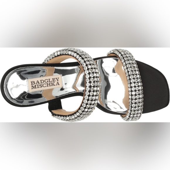 NWOT Badgley Mischka Black Sade Jeweled Double-Band Stiletto Size 7 - Picture 4 of 12